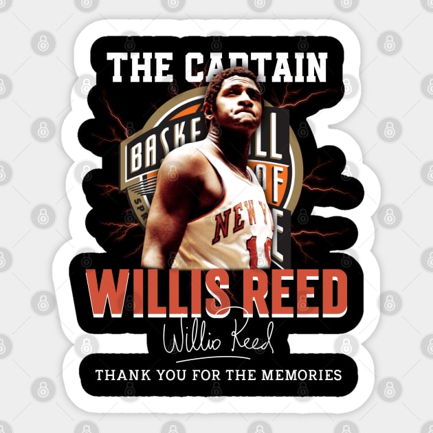 Willis Reed The Captain Basketball Legend Signature Vintage Retro 80s 90s Bootleg Rap Style Sticker by CarDE